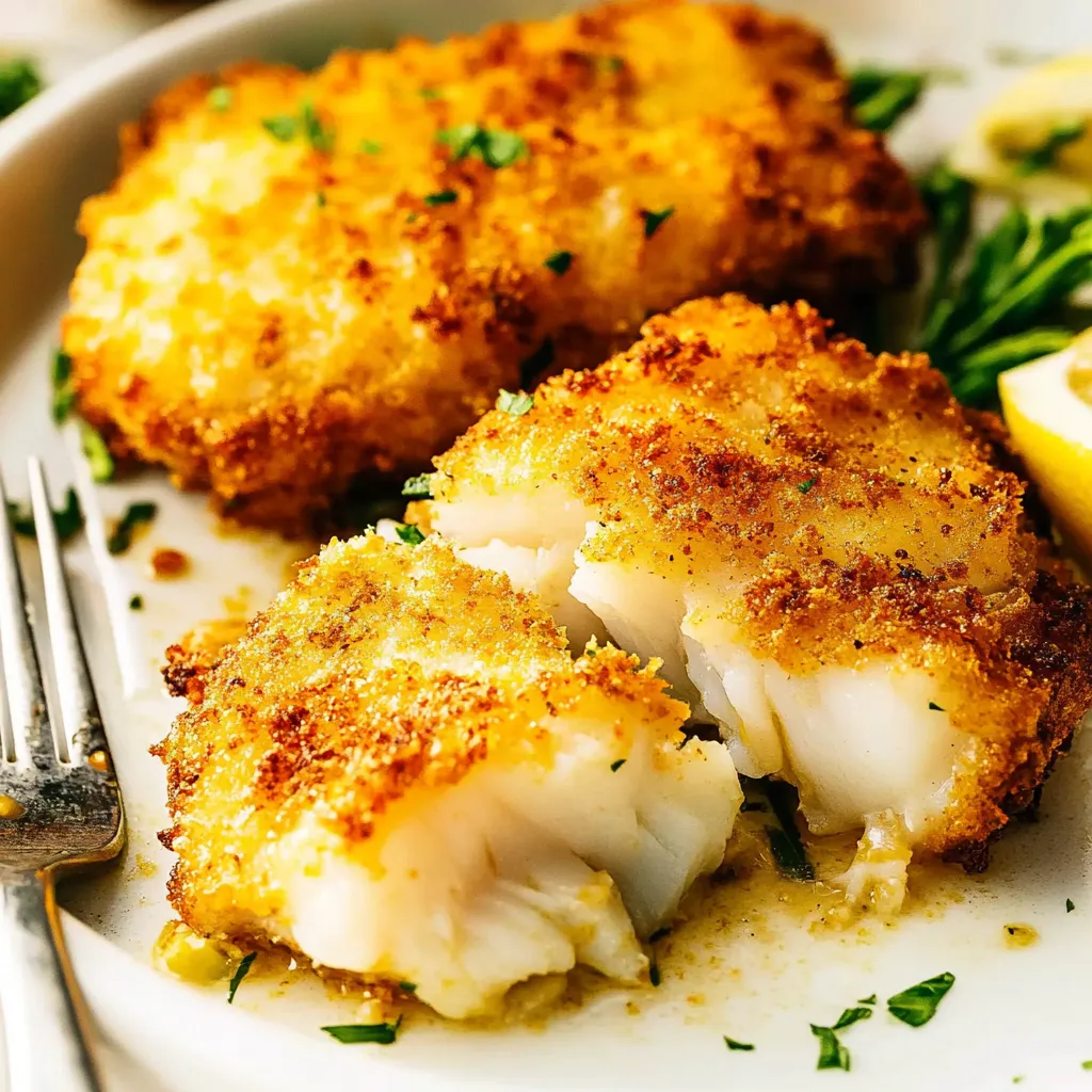 Crispy Parmesan Air Fryer Cod Close-up Shot