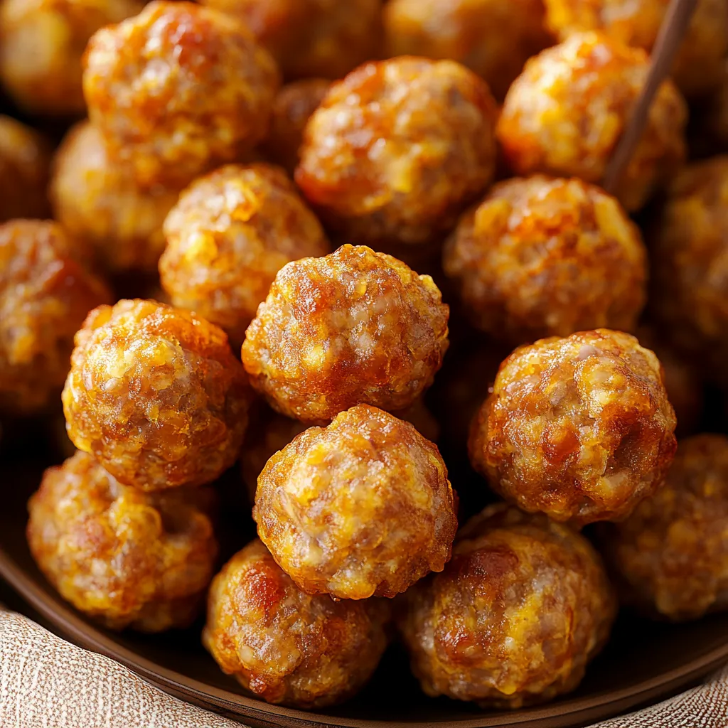 Golden-brown cheesy sausage bites, a perfect party or brunch snack.