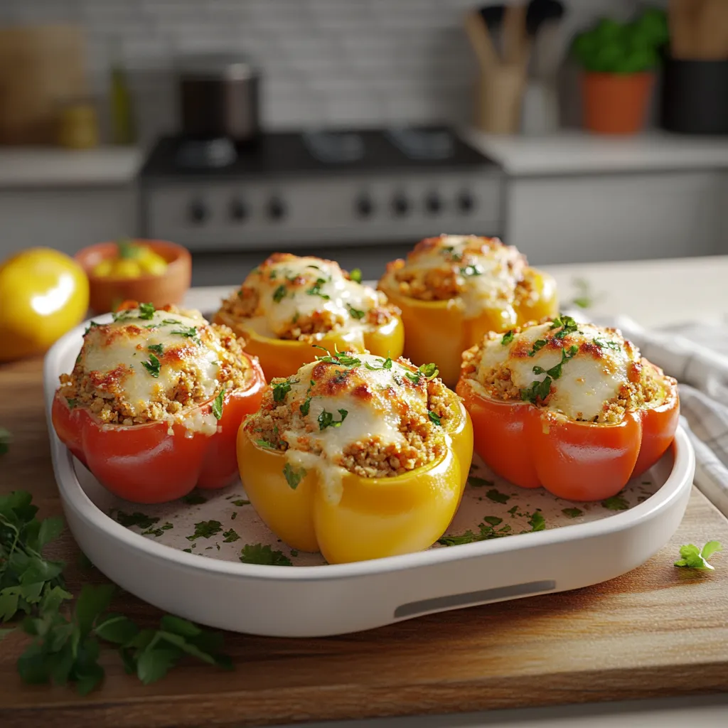 Soft bell peppers packed with rich filling, a nourishing and tasty family meal.