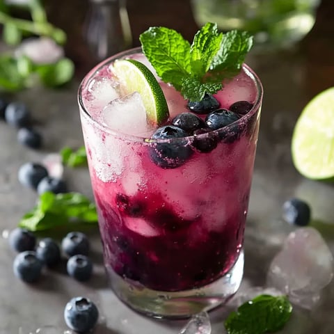 Cool mixed blueberry mocktail with mint and lime, a perfect summer drink alternative.